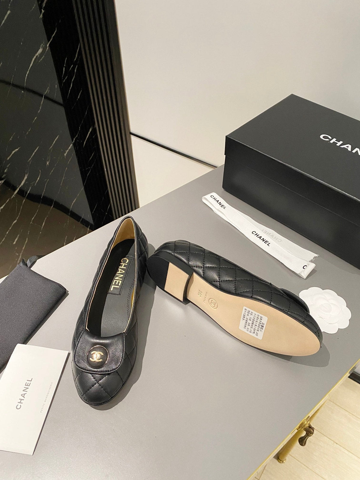 Chanel 26s Ballet Flat Black Lambskin