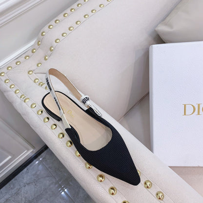cd slingback flat black embroidery cotton ribbon