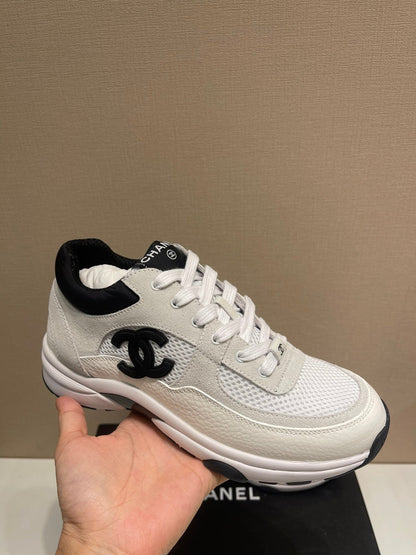 CC Sneaker White Calfskin Grey Suede