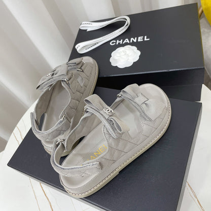 CC 26s Sandals In Grey Fabric Bow Embellishment