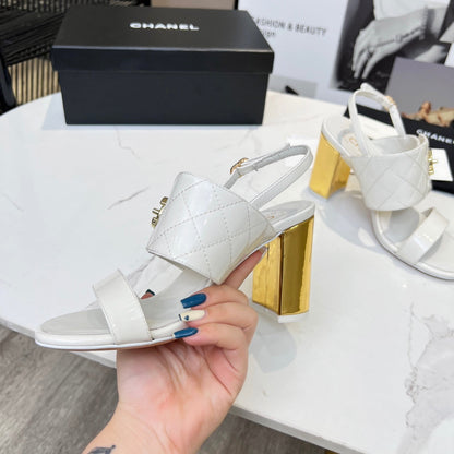CC 26s Two-Strap Sandals 9cm White Patent Leather 867754