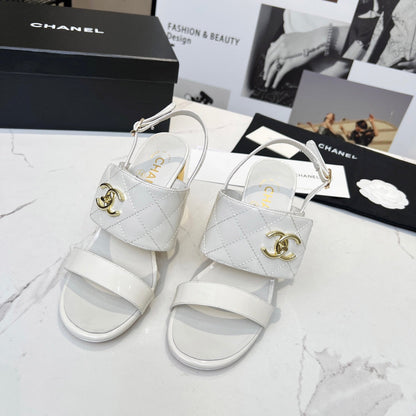 CC 26s Two-Strap Sandals 9cm White Patent Leather 867754