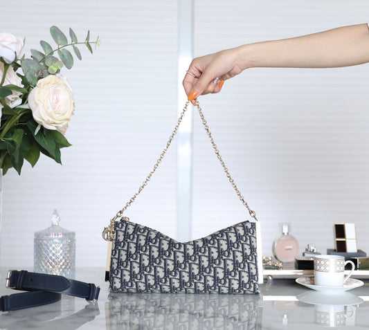 CLUB 27 HANDBAG IN BLUE OBLIQUE JACQUARD