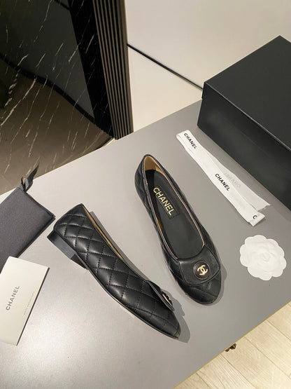 Chanel 26s Ballet Flat Black Lambskin