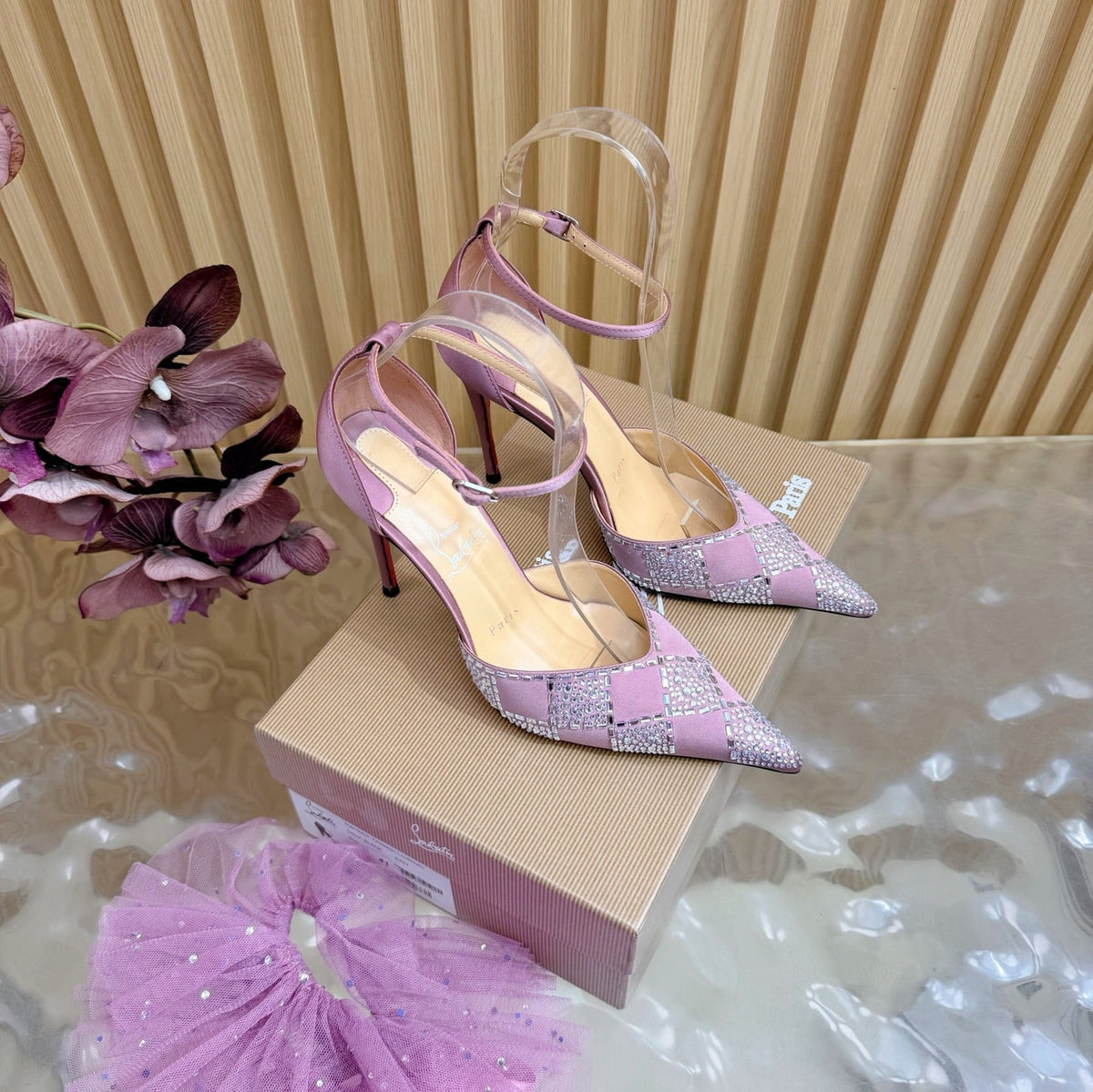 Christian Louboutin 2026 Slingback Pumps 100mm Silk Rhinestone 775986