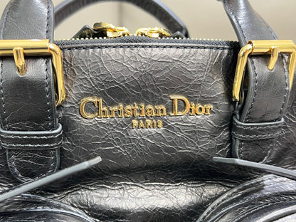 Dior 2026 Grand Tour Bowling Bag 28cm Black Calfskin