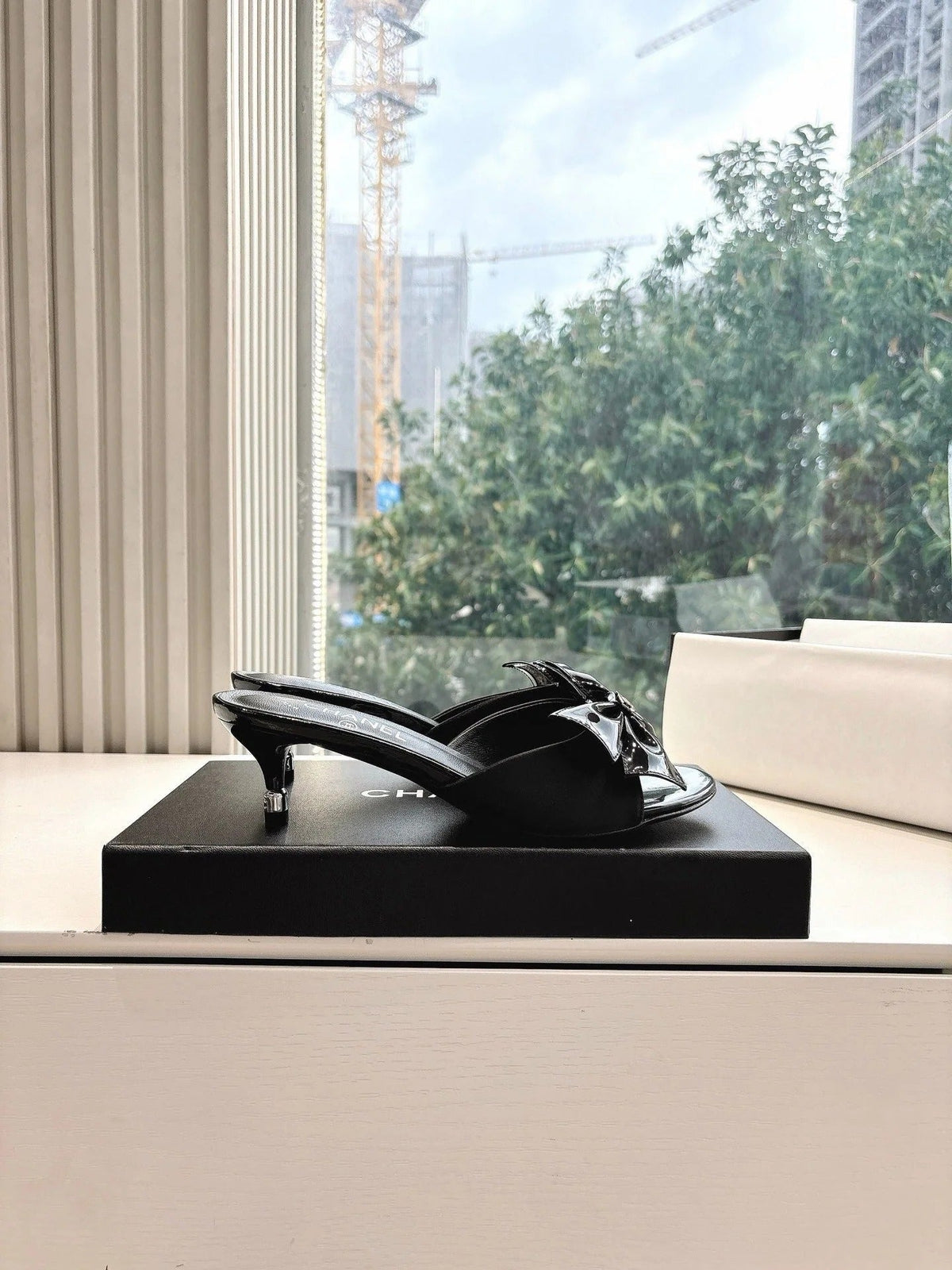 CC 2026 Black Bow Mule 80mm Leather