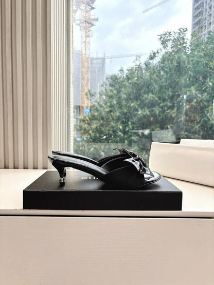 CC 2026 Black Bow Mule 80mm Leather