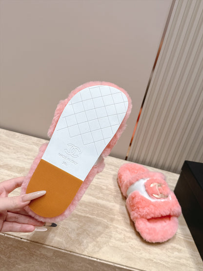 CC 26s Shearling Slides 2cm Pink Fur 121626