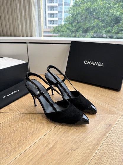 CC 26s Boutique Slingback Black Suede Patent Leather 933120