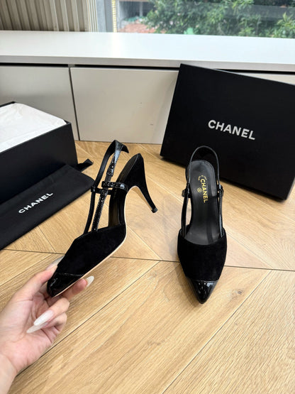 CC 26s Boutique Slingback Black Suede Patent Leather 933120