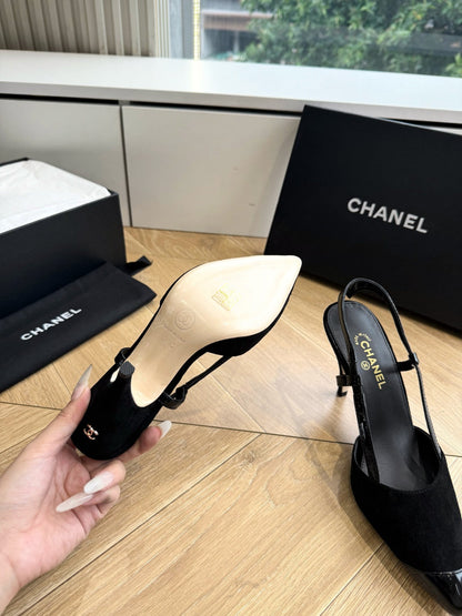 CC 26s Boutique Slingback Black Suede Patent Leather 933120