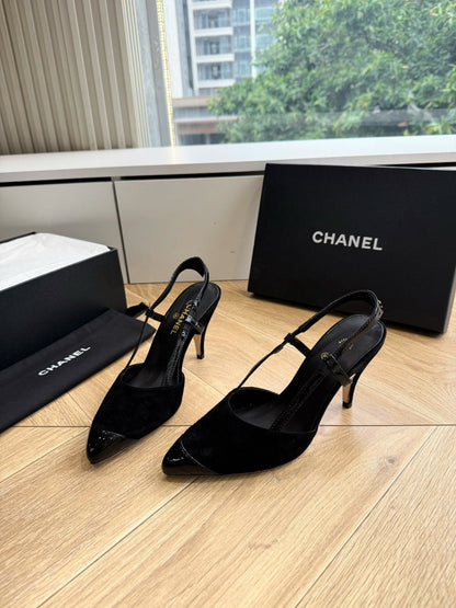 CC 26s Boutique Slingback Black Suede Patent Leather 933120