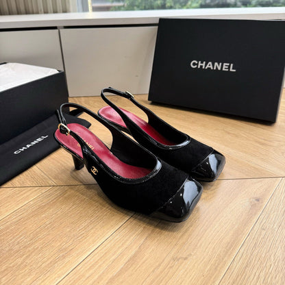 CC 26s Slingback Black Suede Patent Leather 933122