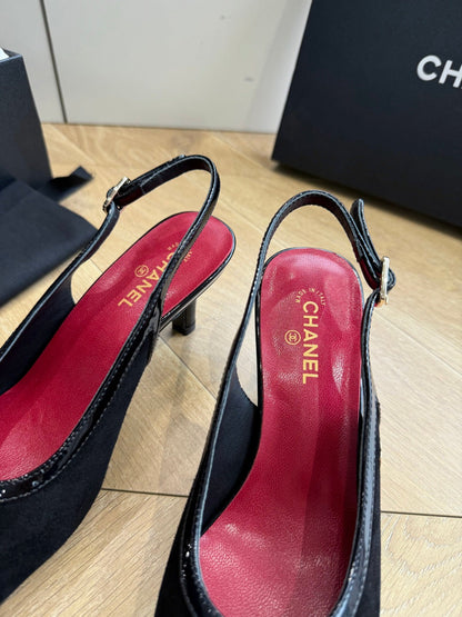 CC 26s Slingback Black Suede Patent Leather 933122