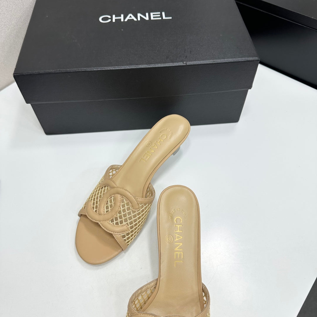 Chanel 2026 Transparent Spool Heels Leather Sheepskin Mesh 822723