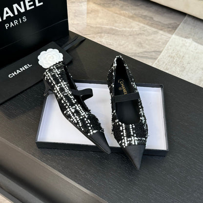 mary jane 35 pointed toe black white tweed sequin