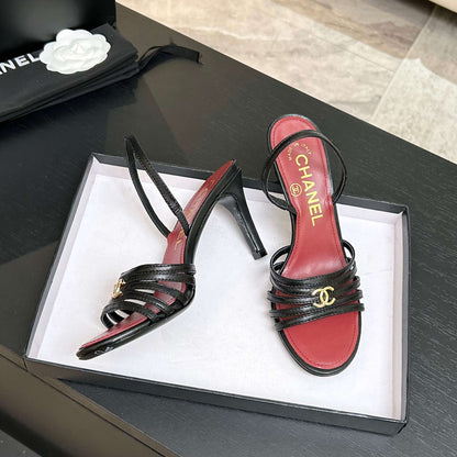 CC Métiers d’art 26s Sandal 6cm Black Leather 847254