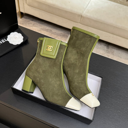 CC 26s Ankle Boots With Pocket Olive Suede Lambskin 958075