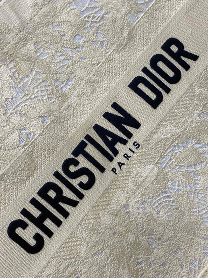 CD Small Dior Book Tote Scotland’s National Flower Pattern Beige Cotton