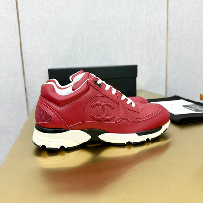 CC 26s Metallic Casual Sneakers Burgundy Mesh Leather 981011