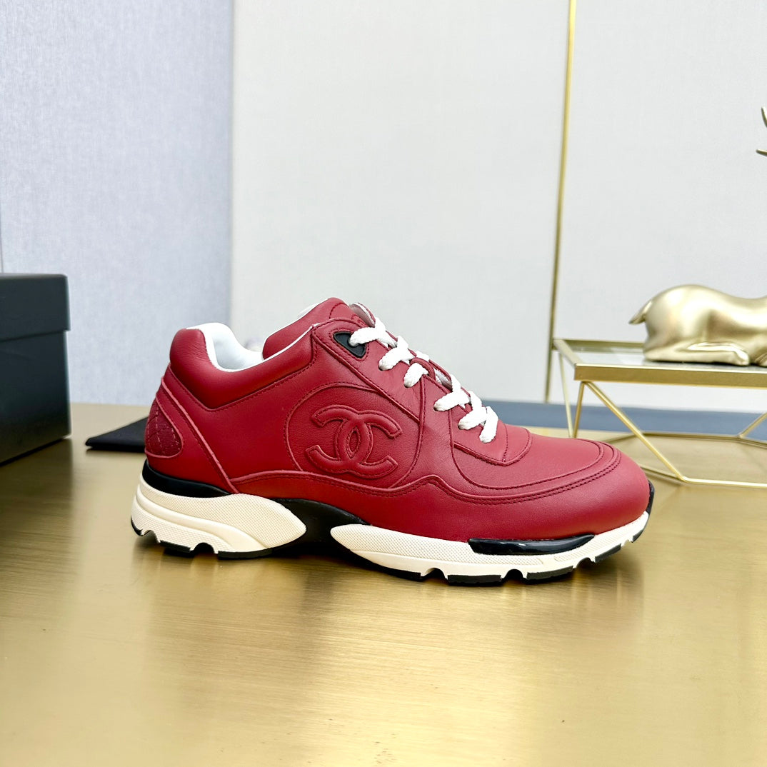 CC 26s Metallic Casual Sneakers Burgundy Mesh Leather 981011