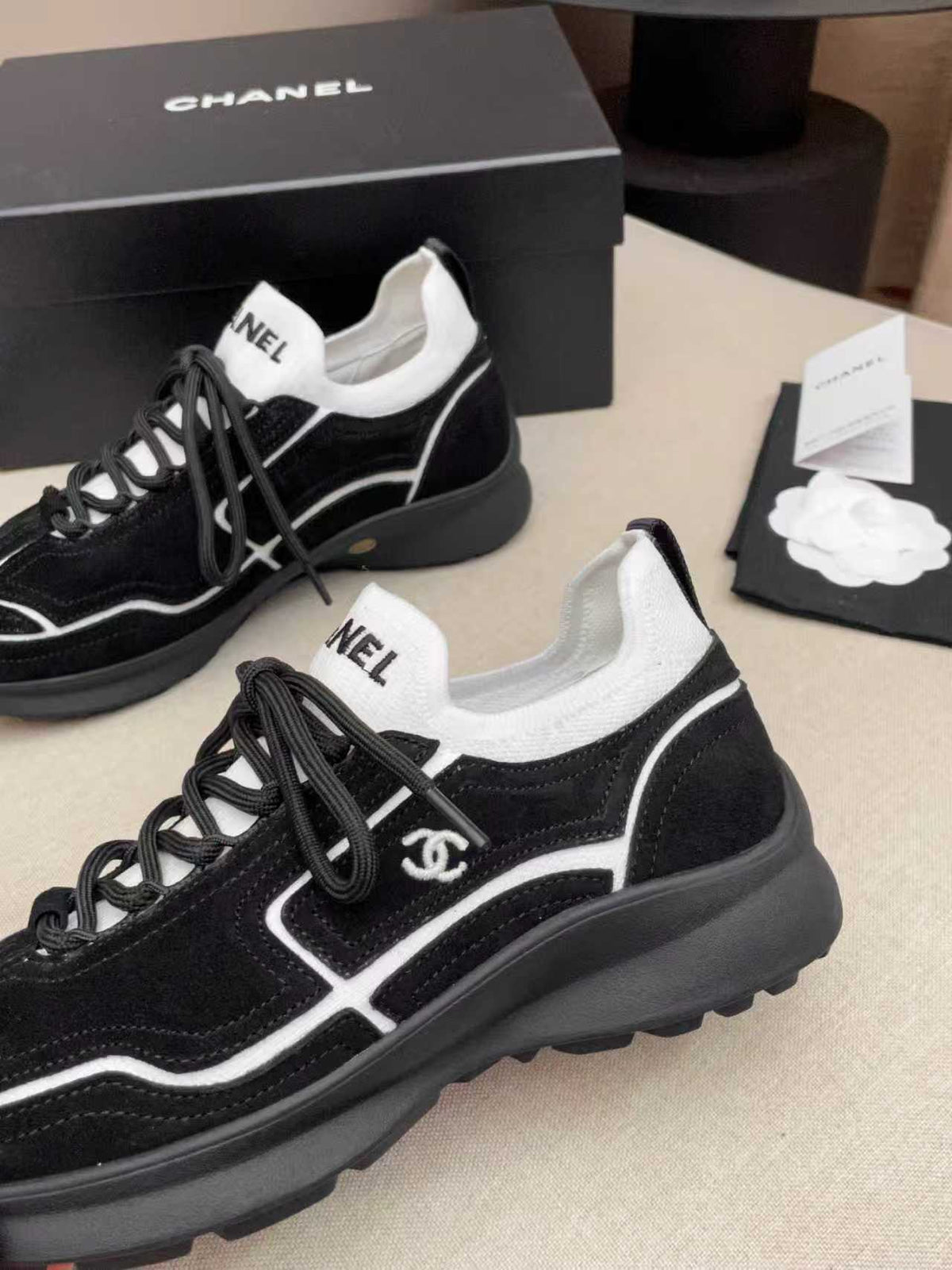 CC Métiers d’art 2026 Sneakers Black White Calfskin Fibers 846391