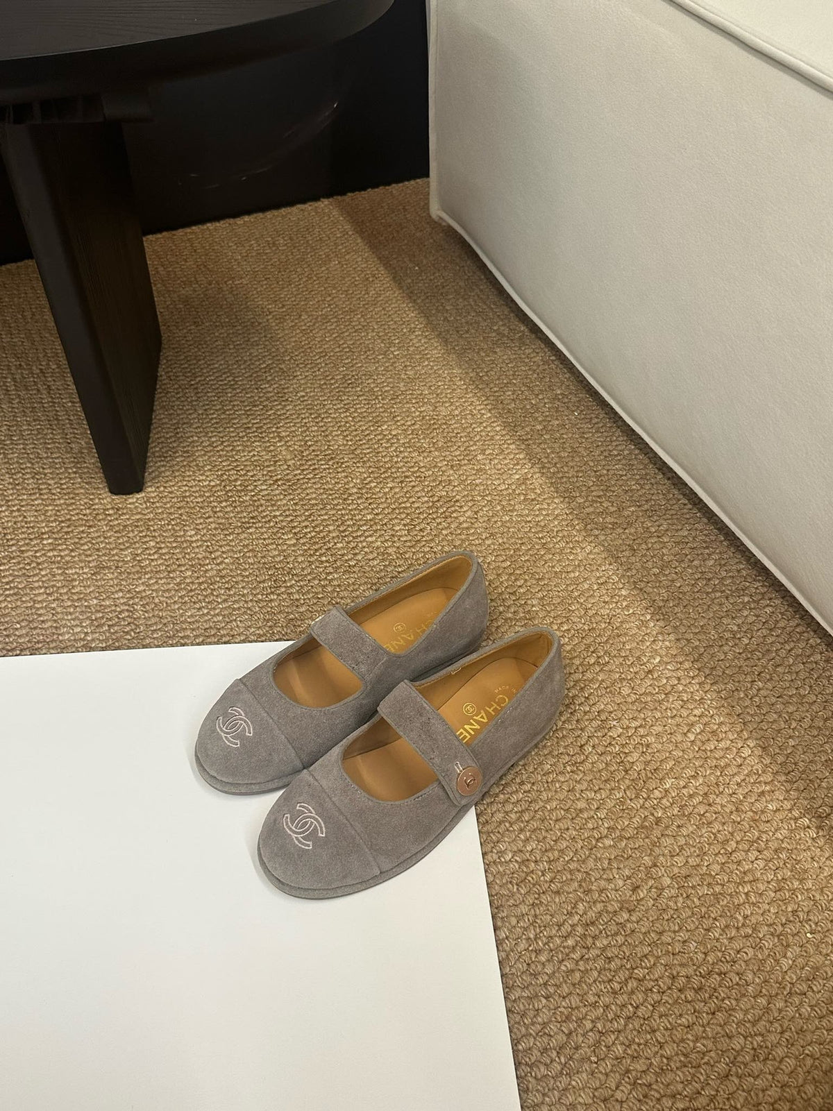 CC 26s Mary Jane Flats Taupe Brown Suede