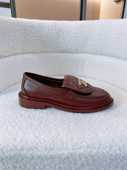 Chanel 2025 Moccasins Loafer Dark Burgundy Leather 144653
