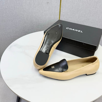 CC 26s Pointed Loafers Black Beige Sheepskin 972786