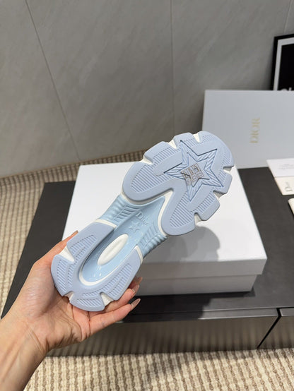 CD platform casual sneaker white light blue wool suede mesh 539682