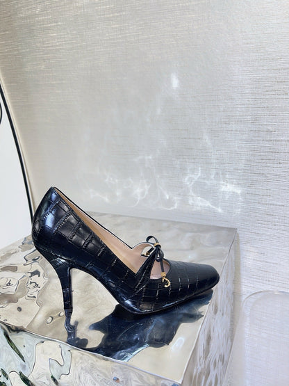 CD Miss Muse Pump Black Crocodile Printed Calfskin 820065
