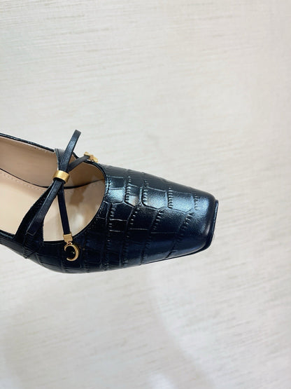CD Miss Muse Pump Black Crocodile Printed Calfskin 820065