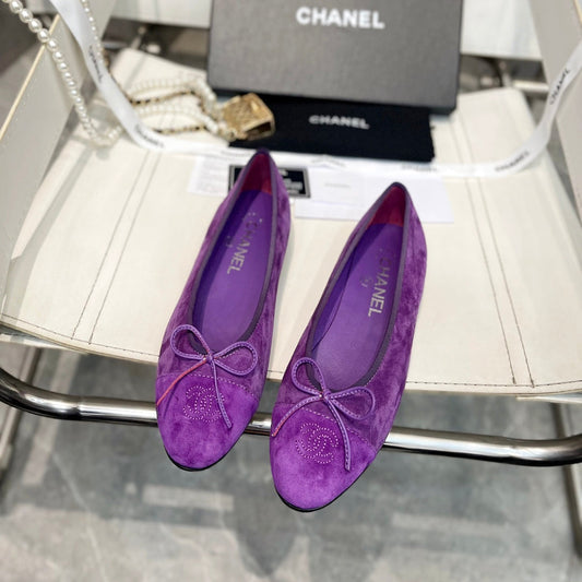 CC Bow Ballet Flats Purple Suede 818102
