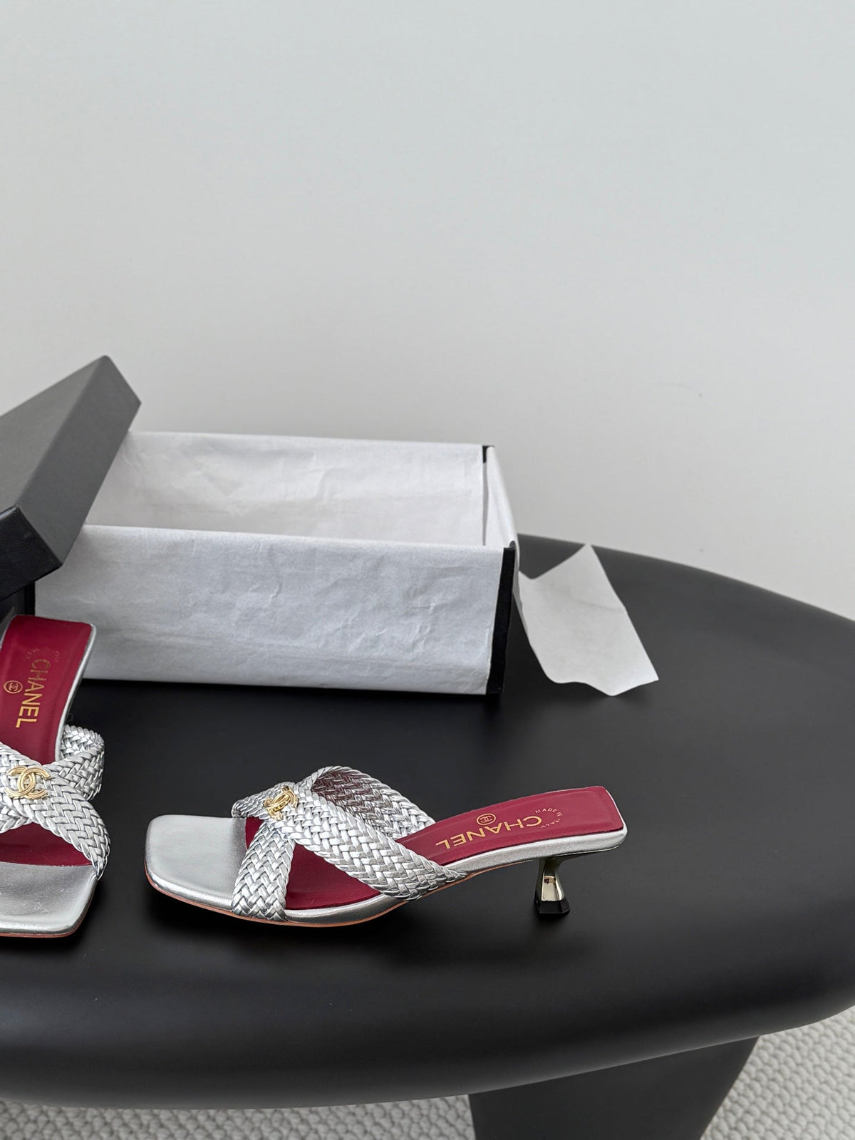 CC 26s Cross Slippers Burgundy Sliver Lambskin 914974