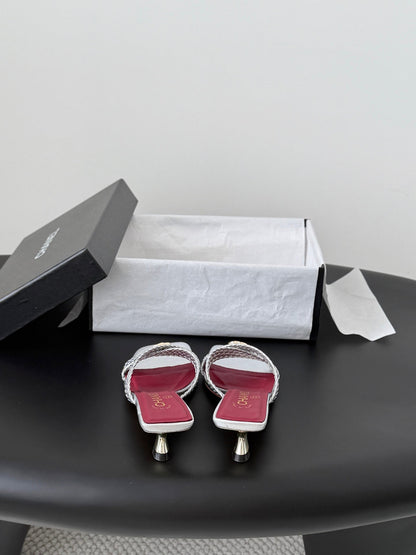 CC 26s Cross Slippers Burgundy Sliver Lambskin 914974