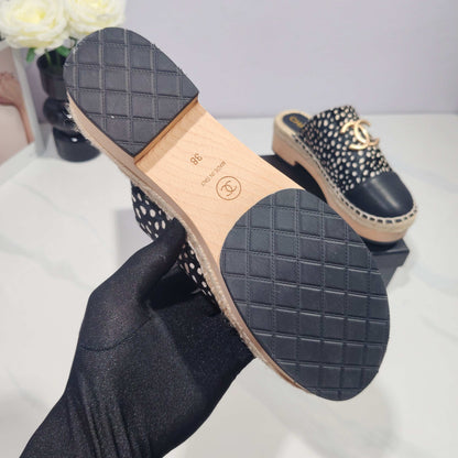 CC 26s Half-Length Slippers Black Horsehair 104253