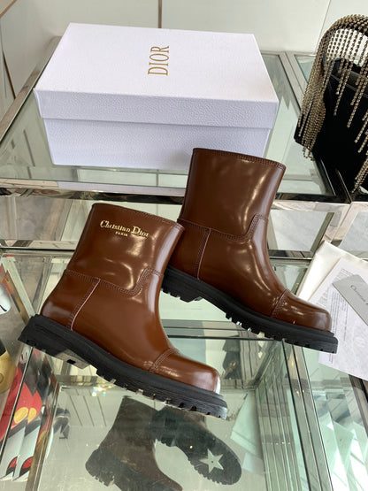 CD Ankle Boot Glossy Brown Calfskin