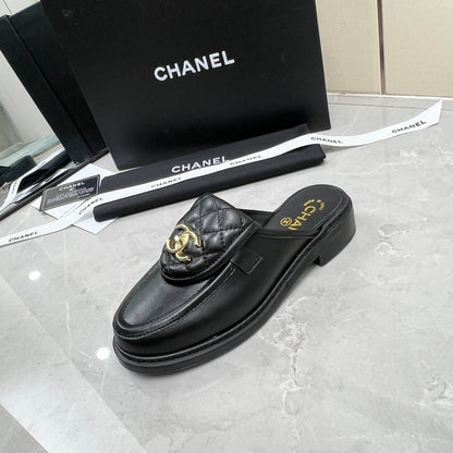 CC Mule Black Quilted Calfskin